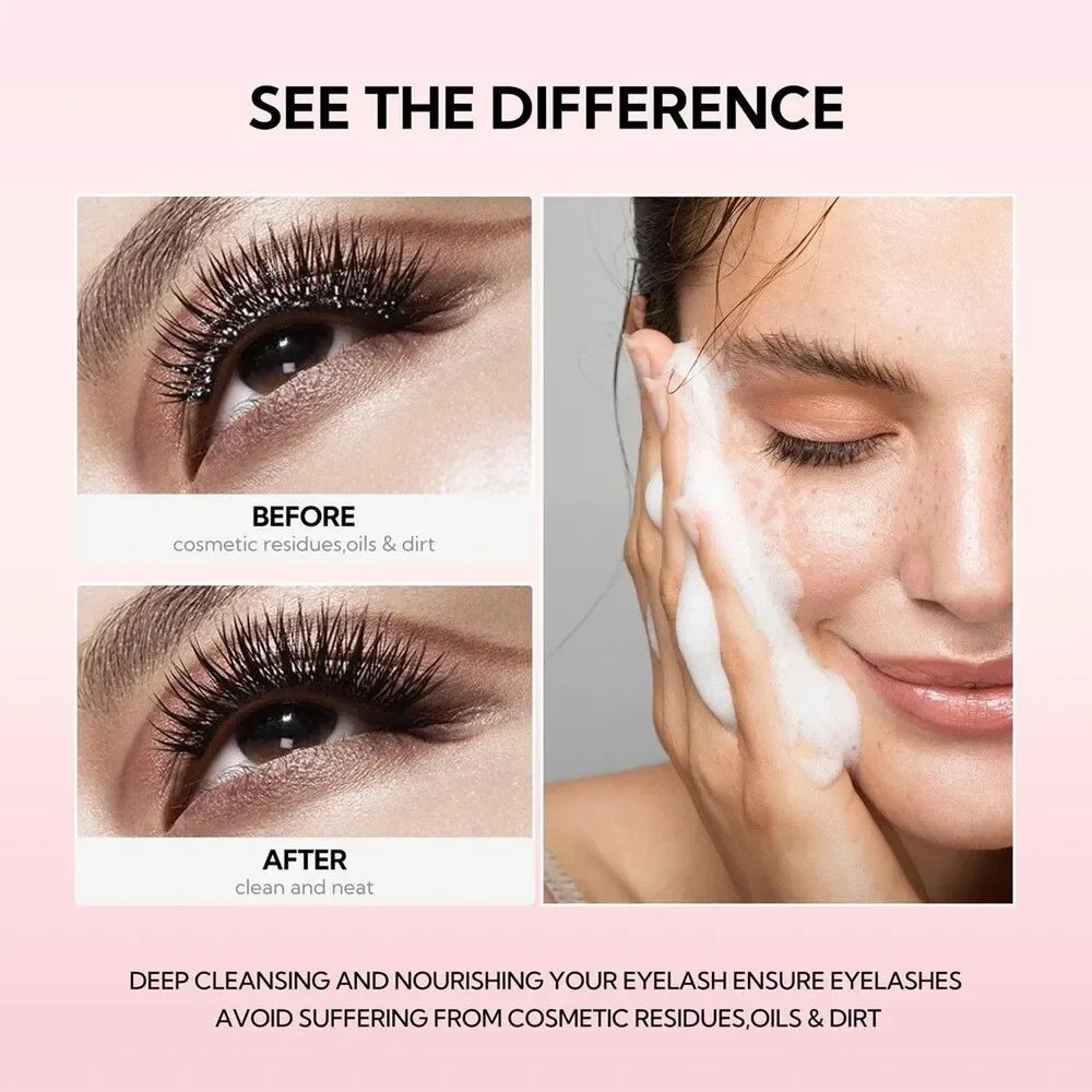 Shampoo for Lash Extensions, 60ml+Rinse Bottle+Brushes, Eyelash Extension Cle...